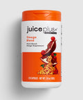 Juice Plus+ Omega Blend supplement container on a light gray background
