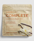Package of Juice Plus+ Complete French Vanilla shake mix on a light gray background