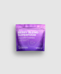 Purple package of Berry Blend Superfood Chewable Gummies on a light gray background